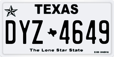 TX license plate DYZ4649