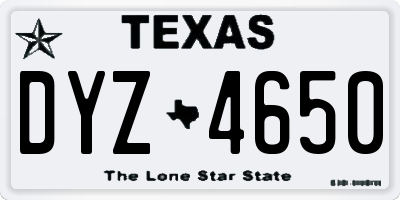 TX license plate DYZ4650