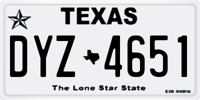 TX license plate DYZ4651