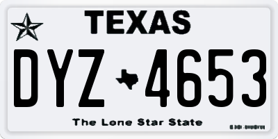 TX license plate DYZ4653