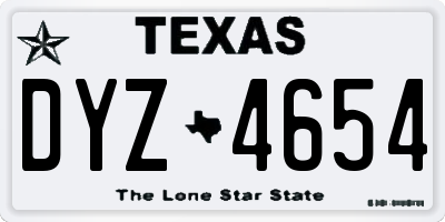 TX license plate DYZ4654
