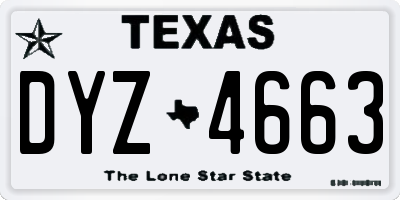 TX license plate DYZ4663