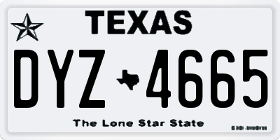 TX license plate DYZ4665
