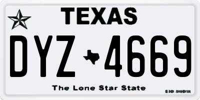 TX license plate DYZ4669
