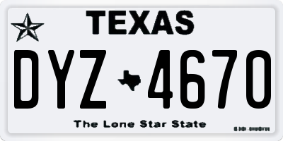 TX license plate DYZ4670