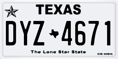 TX license plate DYZ4671