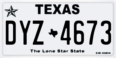 TX license plate DYZ4673
