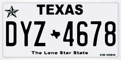 TX license plate DYZ4678