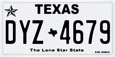TX license plate DYZ4679
