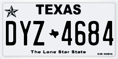 TX license plate DYZ4684