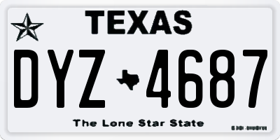 TX license plate DYZ4687