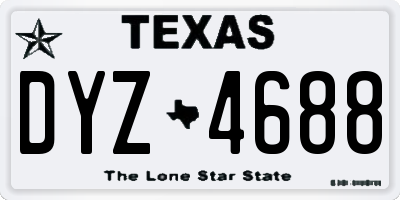 TX license plate DYZ4688