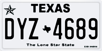 TX license plate DYZ4689