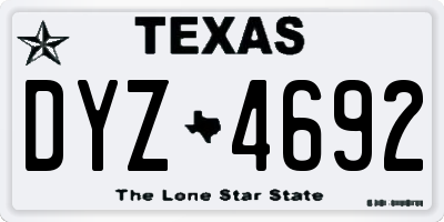 TX license plate DYZ4692