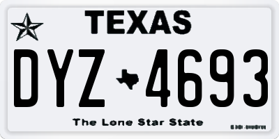 TX license plate DYZ4693