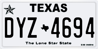 TX license plate DYZ4694