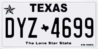 TX license plate DYZ4699