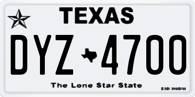 TX license plate DYZ4700