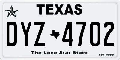 TX license plate DYZ4702