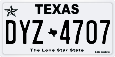 TX license plate DYZ4707