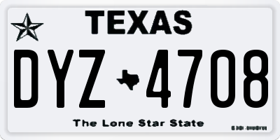 TX license plate DYZ4708