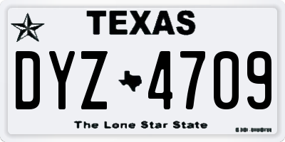 TX license plate DYZ4709