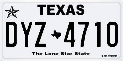 TX license plate DYZ4710