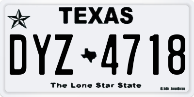 TX license plate DYZ4718