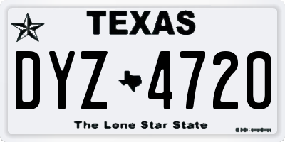 TX license plate DYZ4720