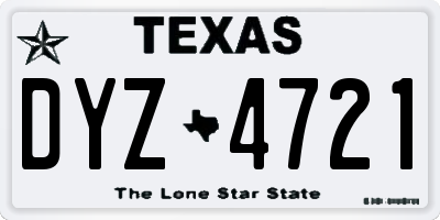 TX license plate DYZ4721