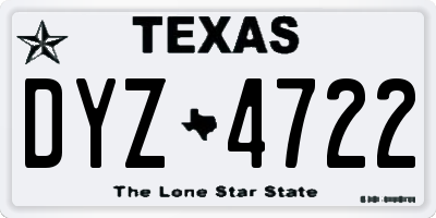 TX license plate DYZ4722