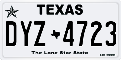 TX license plate DYZ4723