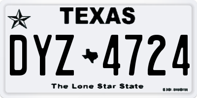 TX license plate DYZ4724