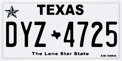 TX license plate DYZ4725
