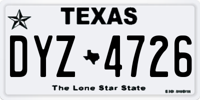 TX license plate DYZ4726