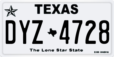 TX license plate DYZ4728