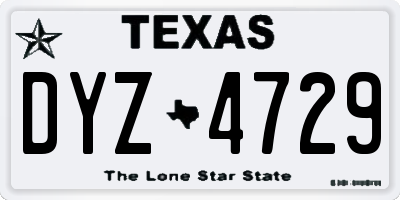 TX license plate DYZ4729