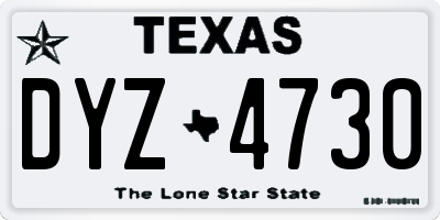 TX license plate DYZ4730
