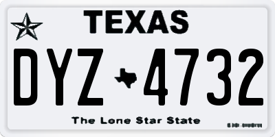 TX license plate DYZ4732