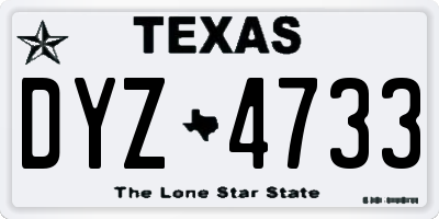 TX license plate DYZ4733