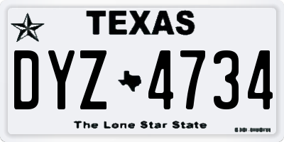 TX license plate DYZ4734