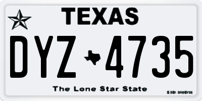 TX license plate DYZ4735