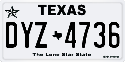 TX license plate DYZ4736