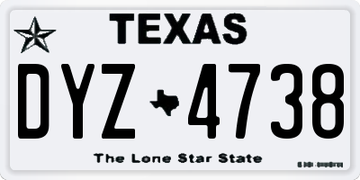 TX license plate DYZ4738