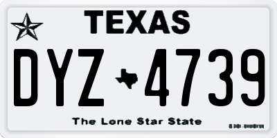 TX license plate DYZ4739