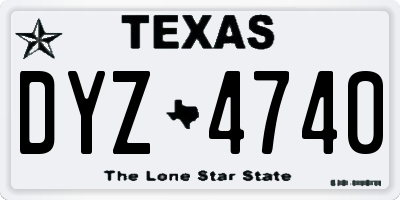 TX license plate DYZ4740