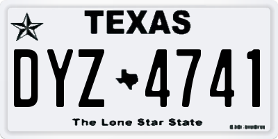 TX license plate DYZ4741