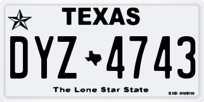 TX license plate DYZ4743