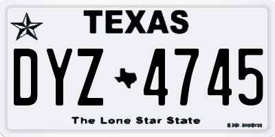 TX license plate DYZ4745
