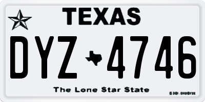 TX license plate DYZ4746